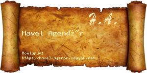 Havel Agenór névjegykártya